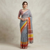 Chanderi Silk-Cotton Multi-Stripe Pallu Saree