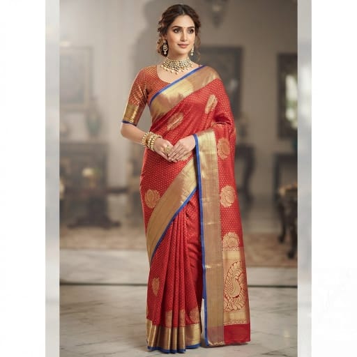 Traditional Zari Woven Kanjeevaram Silk Saree.