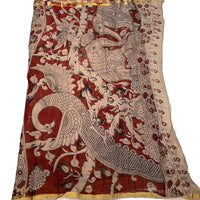 Kalamkari Printed Jari Kota Cotton Saree