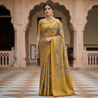 Antique Crisp Golden Bloom Saree.