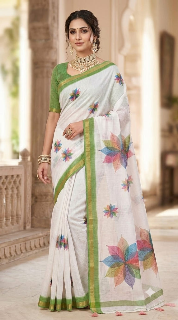Pure Cotton-Silk Lightweight,Sheer Texture Sree.
