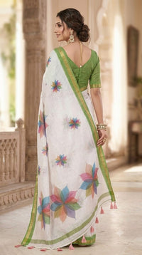 Pure Cotton-Silk Lightweight,Sheer Texture Sree.