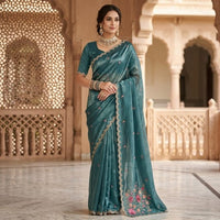 Organza Embroidery Saree