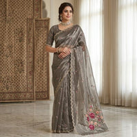 Organza Embroidery Saree