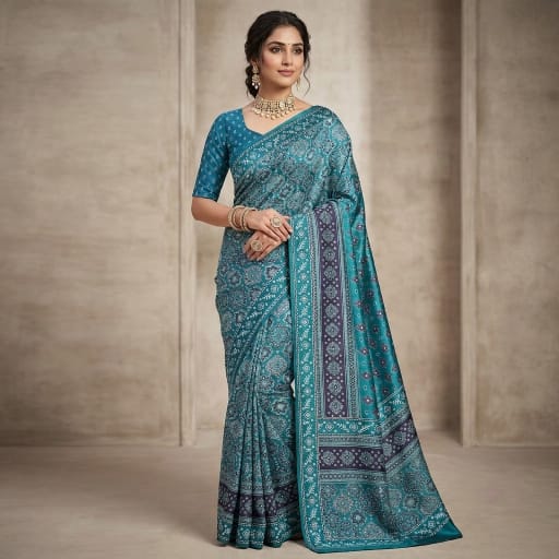 Ajrakh Print Saree