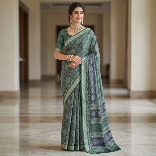 Ajrakh Print Saree