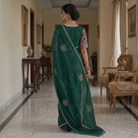 Indian Designer Festive Saree paired with an Applique style Handcrafted Blouse.