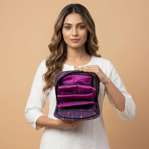 Handmade 4-Pockets Cotton Jewelry Bag