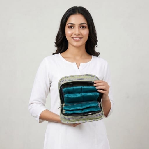 Handmade 4-Pockets Cotton Jewelry Bag