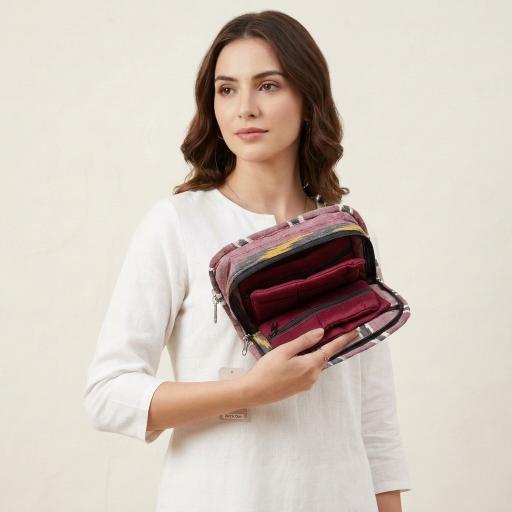 Handmade 4-Pockets Cotton Jewelry Bag