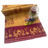 FolkTeals  Maroon Border Saree