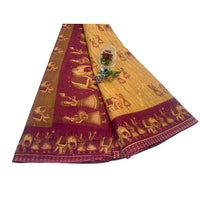 FolkTeals  Maroon Border Saree