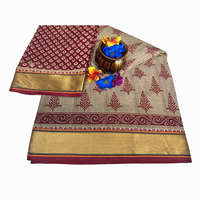 Stylized leaf Kalamkari pure cotton saree