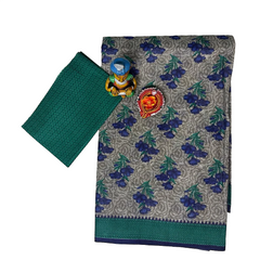 A Grayish - Begie Base Digitally Printed Floral Pattern Cotton Saree.