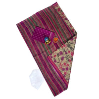 Tanjore and Floral Print Cotton Saree.