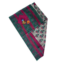 Teal Rose Garden Cotton Saree