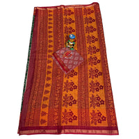 Green Bloossom Heritage Cotton Saree.
