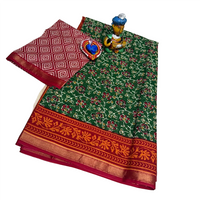 Green Bloossom Heritage Cotton Saree.