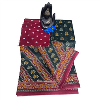 Green Bloossom Heritage Cotton Saree.