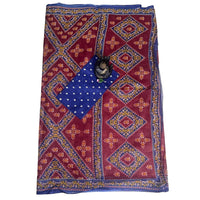 Maroon Bandhej Blue Pallu Cotton Saree