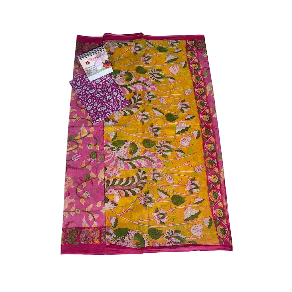 Pink Paradise Printed Cotton Saree