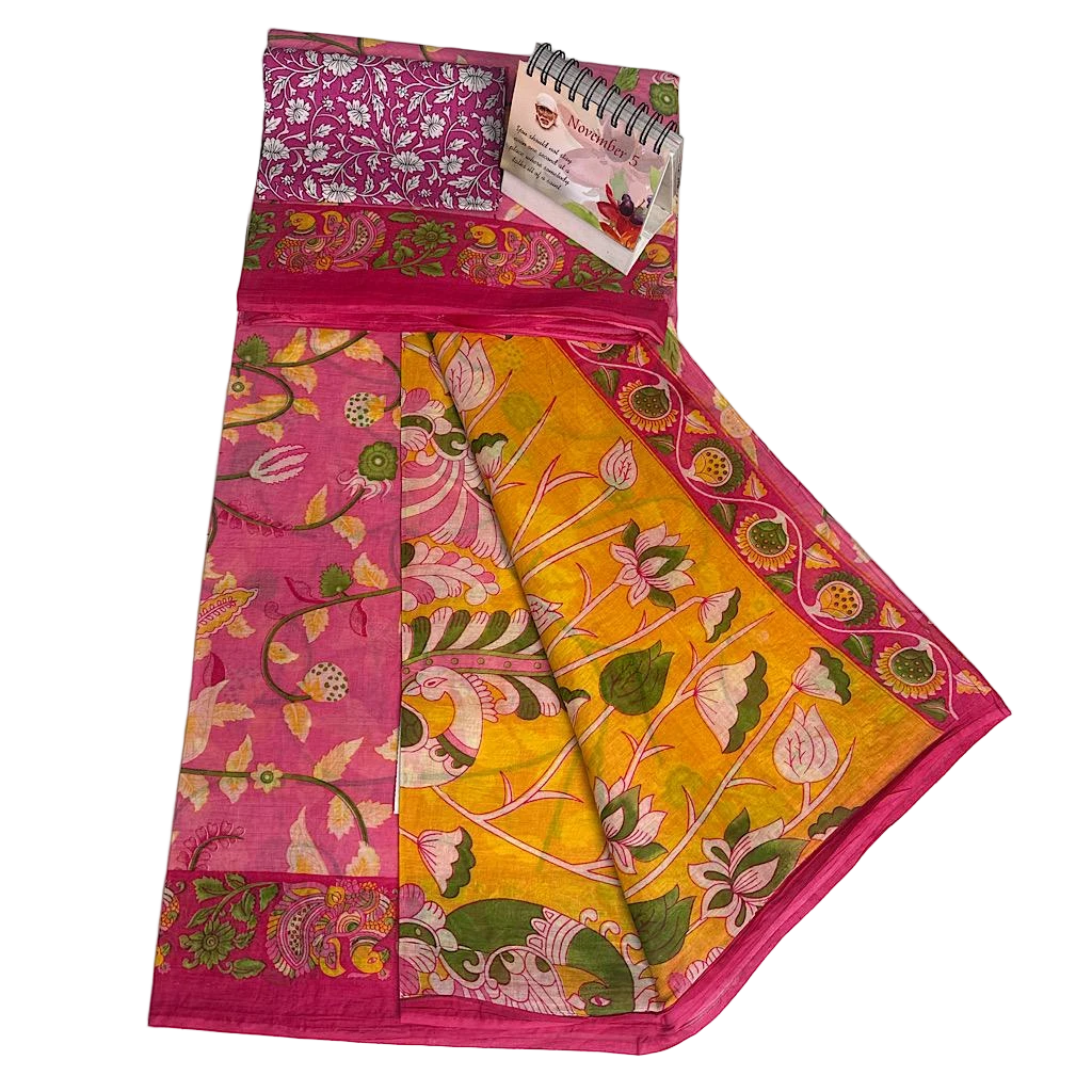 Pink Paradise Printed Cotton Saree