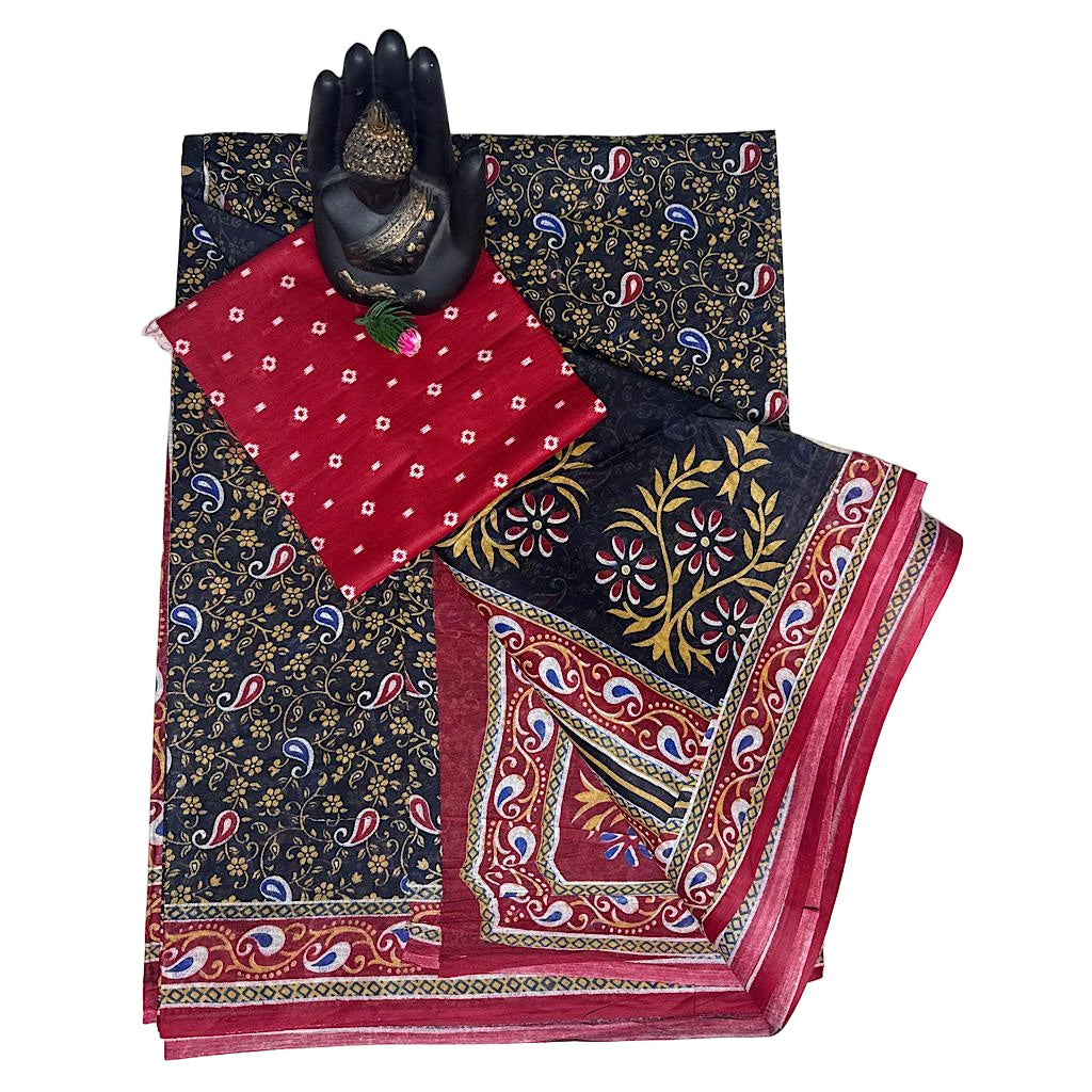 Vrinda Floral Green Saree