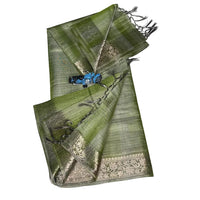 Chanderi Silk Saree with Zari Stripes.