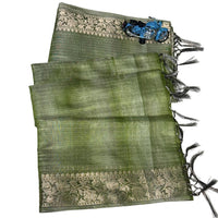 Chanderi Silk Saree with Zari Stripes.