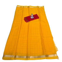 zari checkered pattern Saree