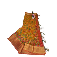 Traditional handwoven silk-cotton saree