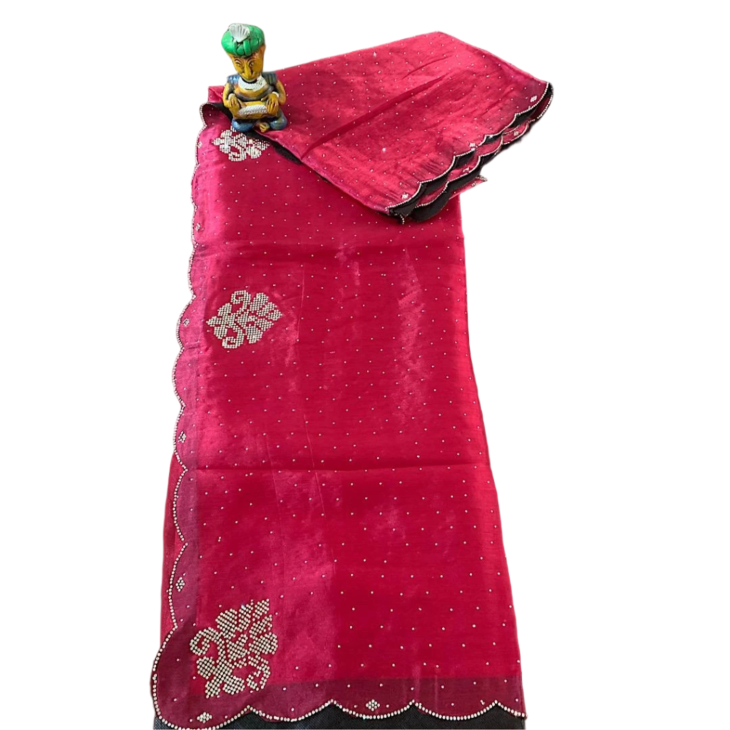 Gulnar Sitara Silver Dotted Butti work Saree.
