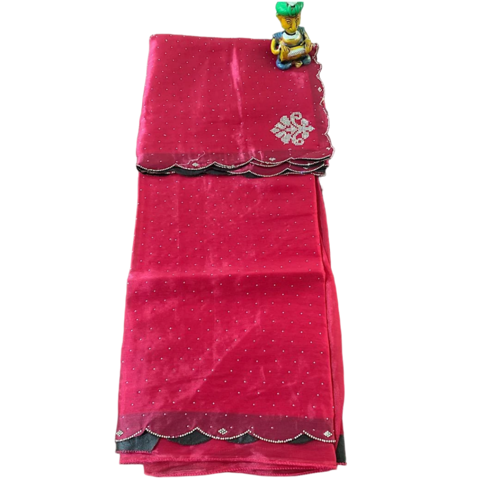 Gulnar Sitara Silver Dotted Butti work Saree.