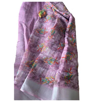 Purple Floral Digital Printed Linen Saree
