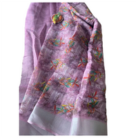 Purple Floral Digital Printed Linen Saree
