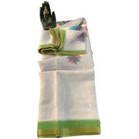 Linen Print Saree with Rainbow Leaf Motifs.
