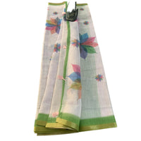 Linen Print Saree with Rainbow Leaf Motifs.