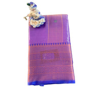 Purple Kanjeevaram Semi Pattu Silk Saree