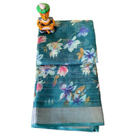 Digital Floral Printed Linen Saree