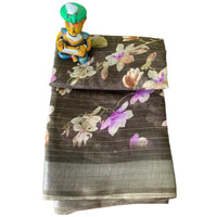 Digital Floral Printed Linen Saree