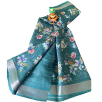 Digital Floral Printed Linen Saree