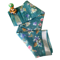 Digital Floral Printed Linen Saree