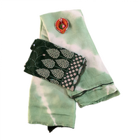 Crush Georgette Leaf Work Saree
