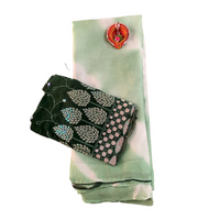 Crush Georgette Leaf Work Saree