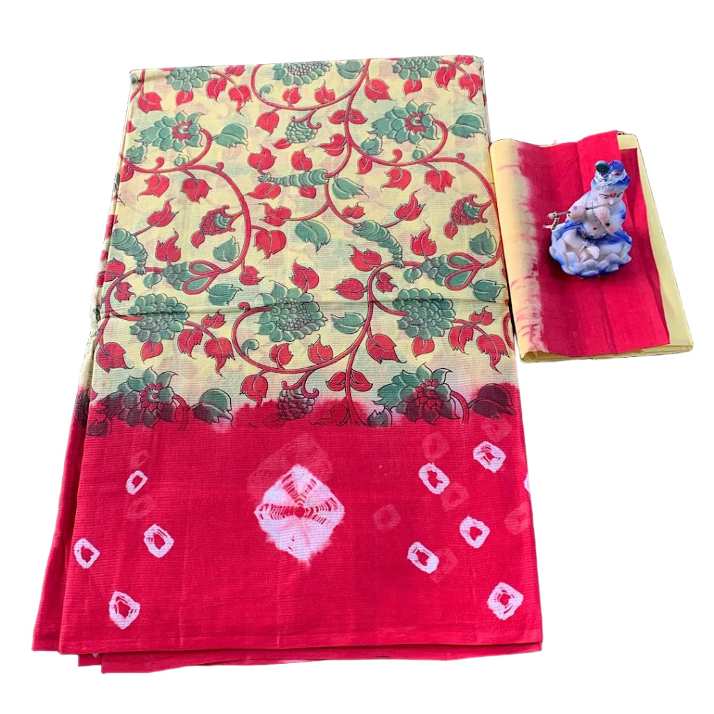 Kalamkari and Block Print Casual Saree.