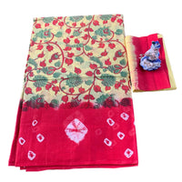 Kalamkari and Block Print Casual Saree.