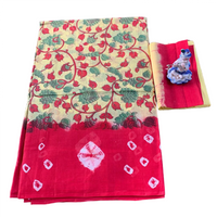 Kalamkari and Block Print Casual Saree.