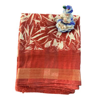 Bamboo Leaf Block Print Casual Saree.