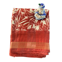 Bamboo Leaf Block Print Casual Saree.
