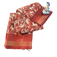 Bamboo Leaf Block Print Casual Saree.